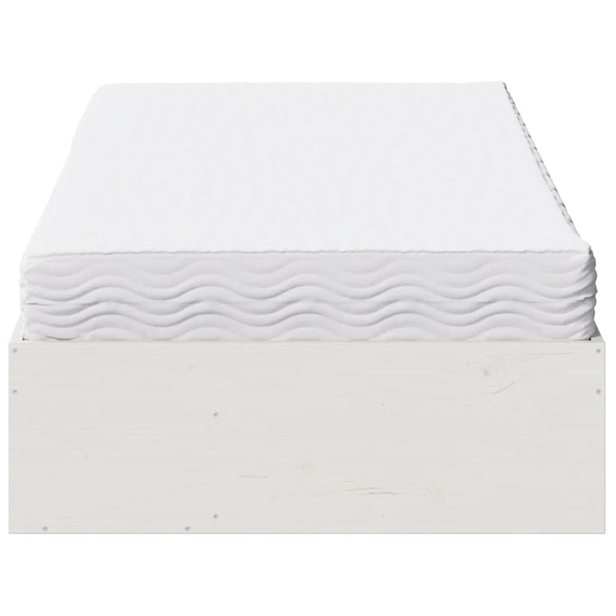 Slaapbank met matras 100x200 cm massief grenenhout wit