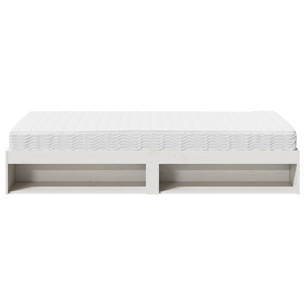 Slaapbank met matras 100x200 cm massief grenenhout wit