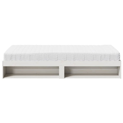 Slaapbank met matras 100x200 cm massief grenenhout wit
