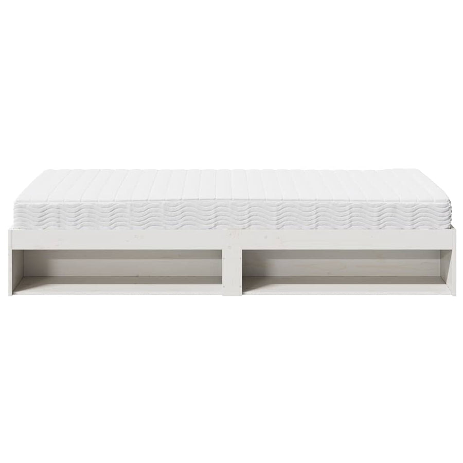 Slaapbank met matras 100x200 cm massief grenenhout wit