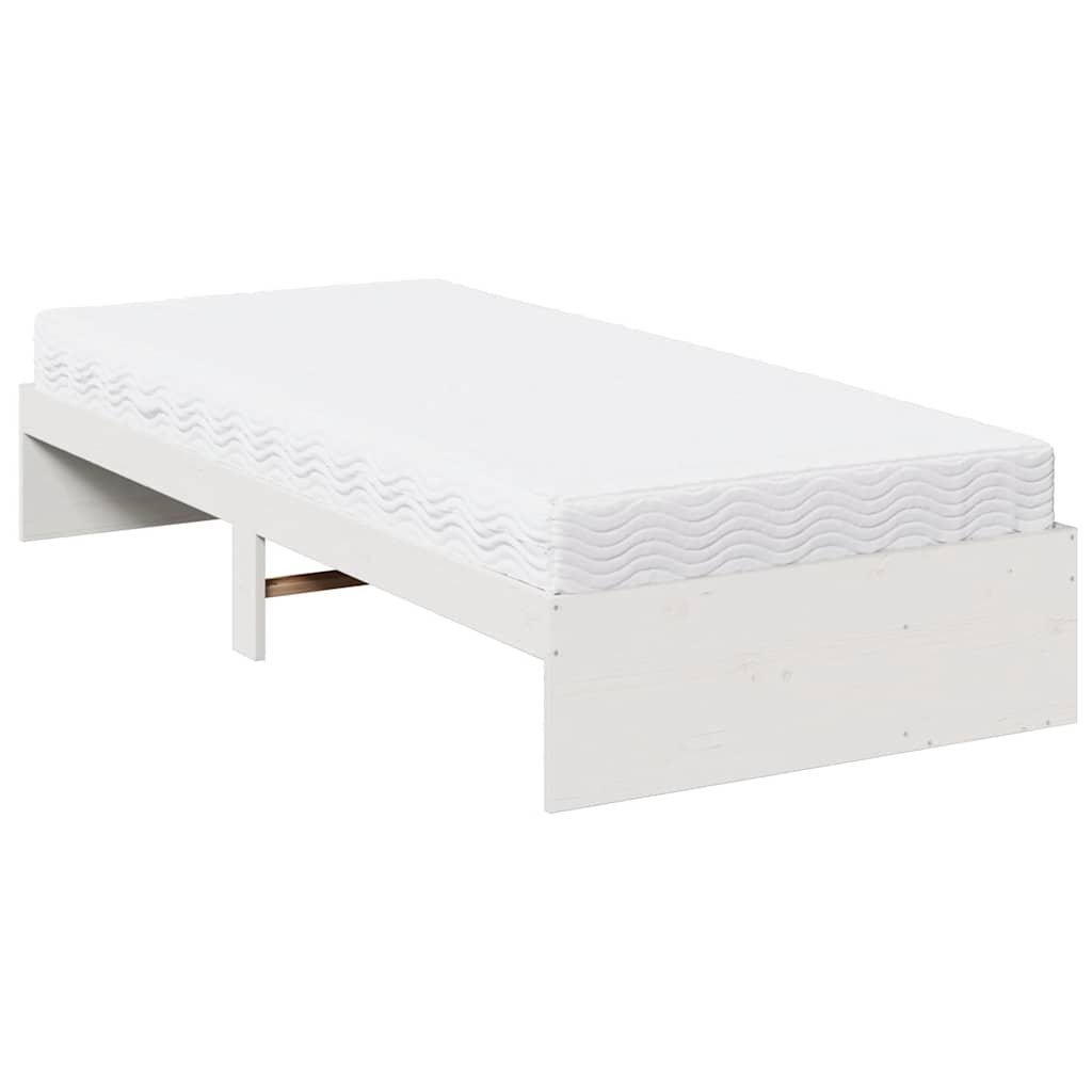 Slaapbank met matras 100x200 cm massief grenenhout wit