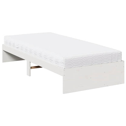 Slaapbank met matras 100x200 cm massief grenenhout wit