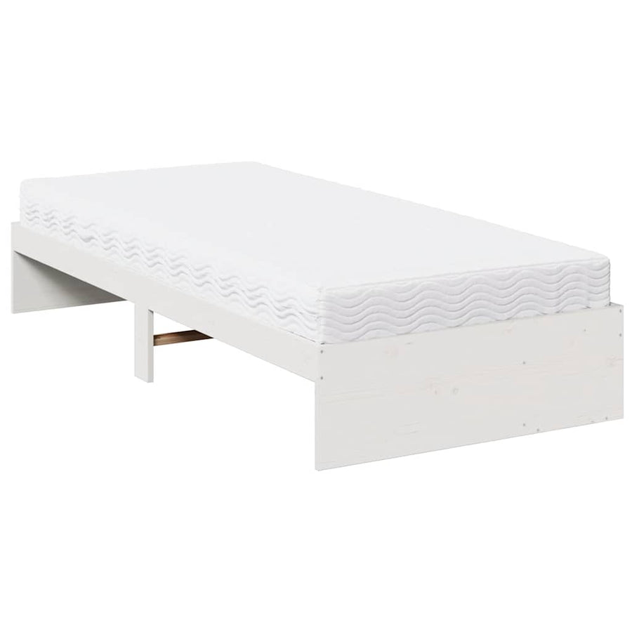 Slaapbank met matras 100x200 cm massief grenenhout wit