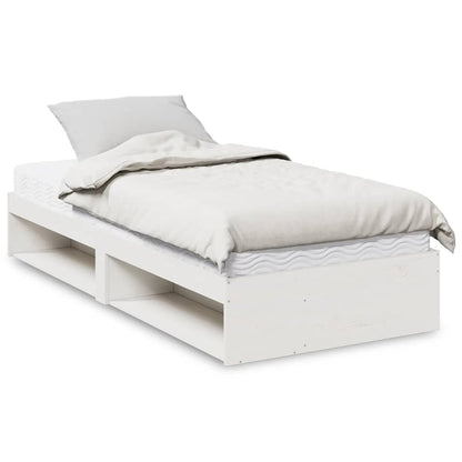 Slaapbank met matras 100x200 cm massief grenenhout wit