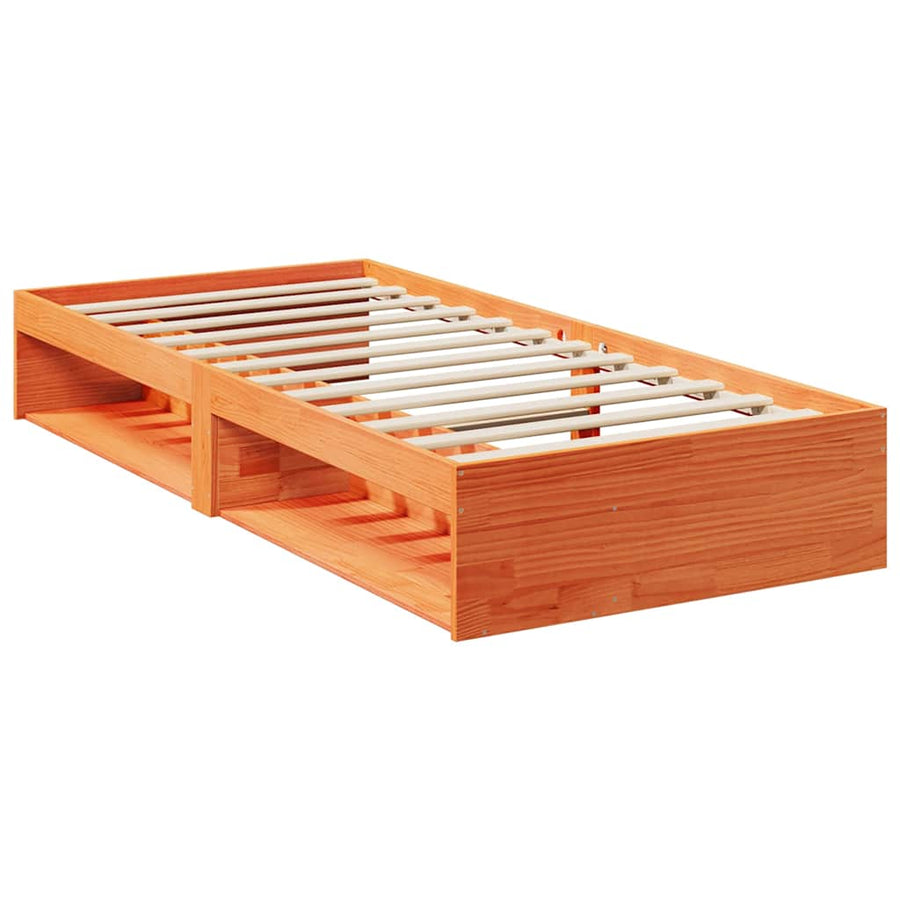 Bedbank met matras wasbruin 100x200 cm massief grenenhout