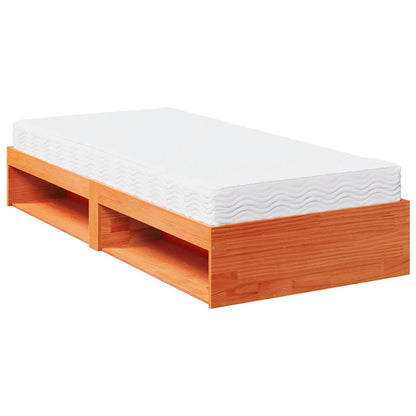 Bedbank met matras wasbruin 100x200 cm massief grenenhout