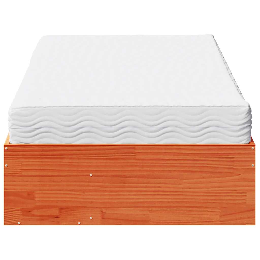 Bedbank met matras wasbruin 100x200 cm massief grenenhout