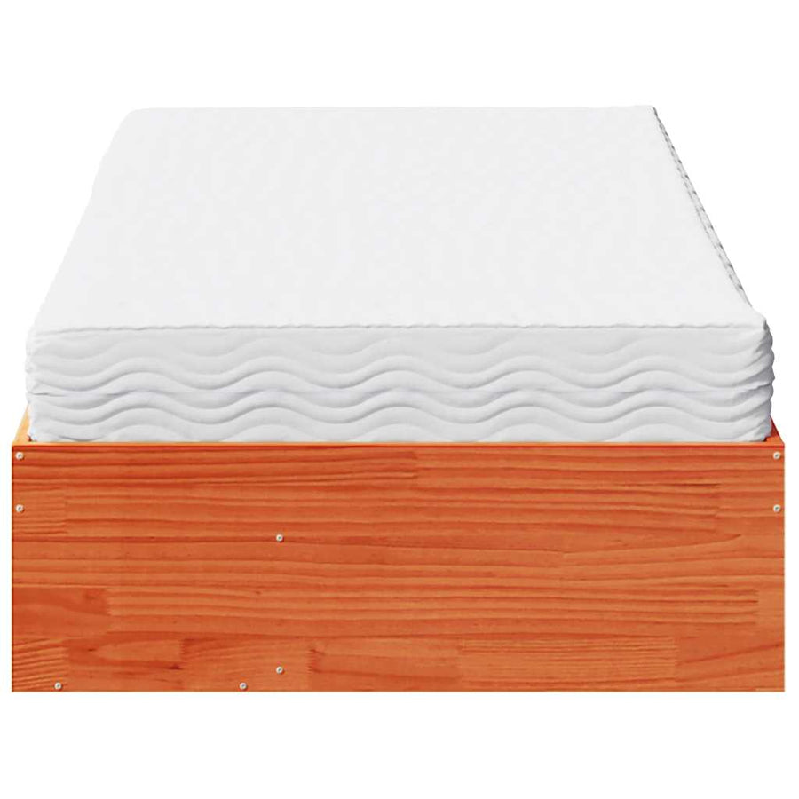 Bedbank met matras wasbruin 100x200 cm massief grenenhout