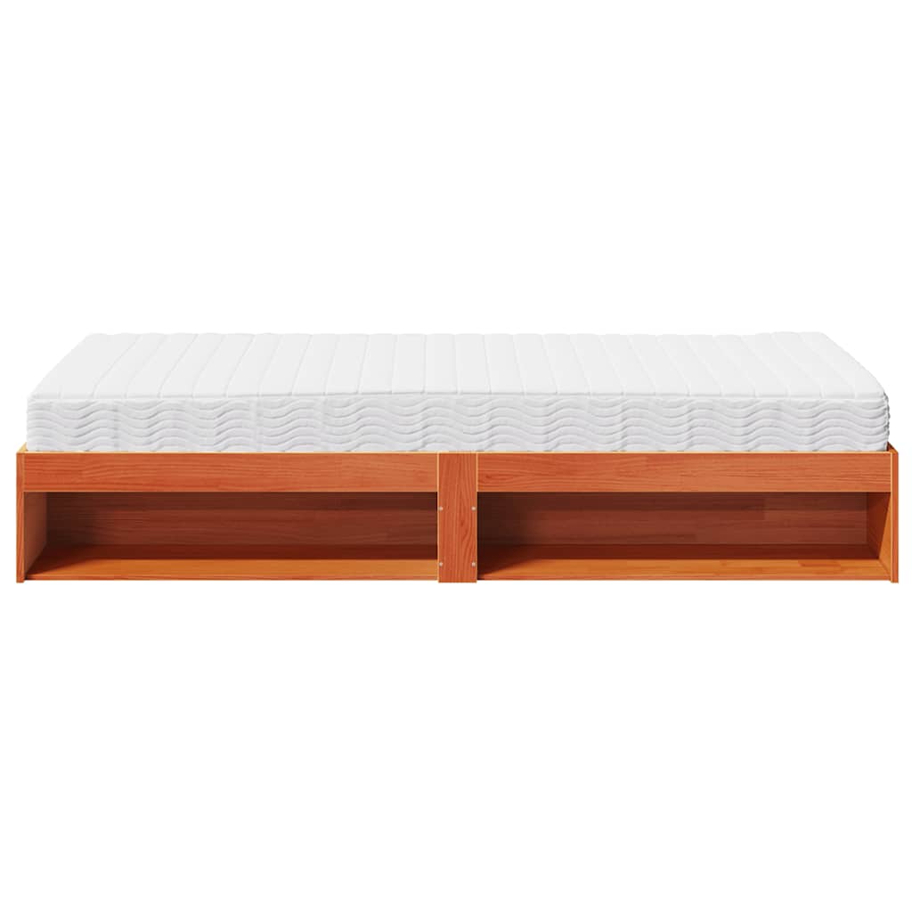 Bedbank met matras wasbruin 100x200 cm massief grenenhout