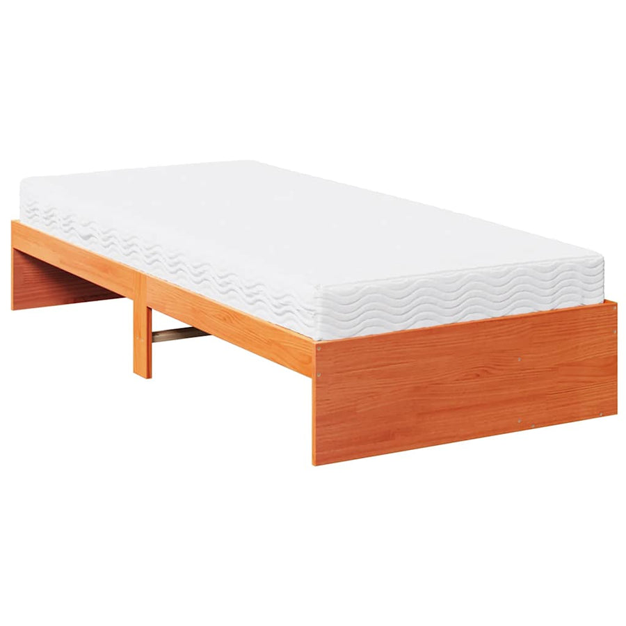 Bedbank met matras wasbruin 100x200 cm massief grenenhout