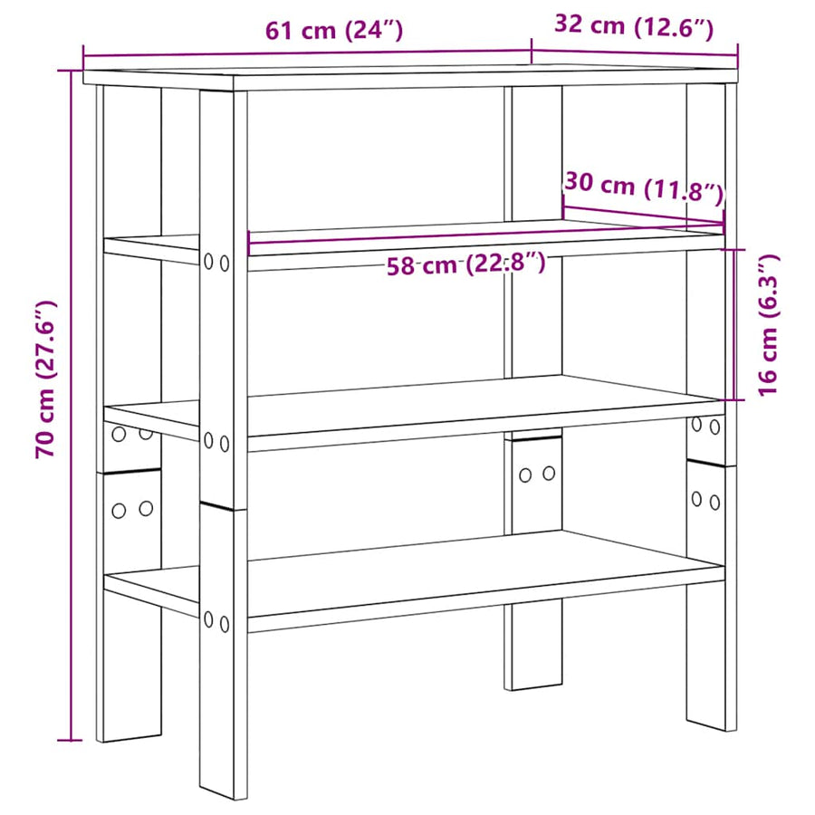 Schoenenrek 61x32x70 cm bewerkt hout betongrijs