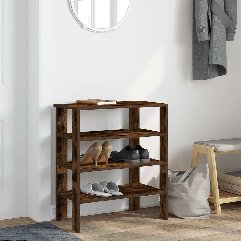 Schoenenrek 61x32x70 cm bewerkt hout gerookt eikenkleurig
