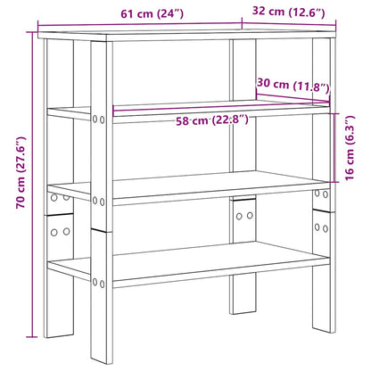 Schoenenrek 61x32x70 cm bewerkt hout gerookt eikenkleurig