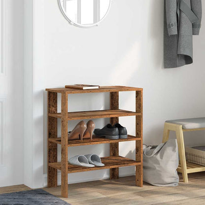 Schoenenrek 61x32x70 cm bewerkt hout oud houtkleurig