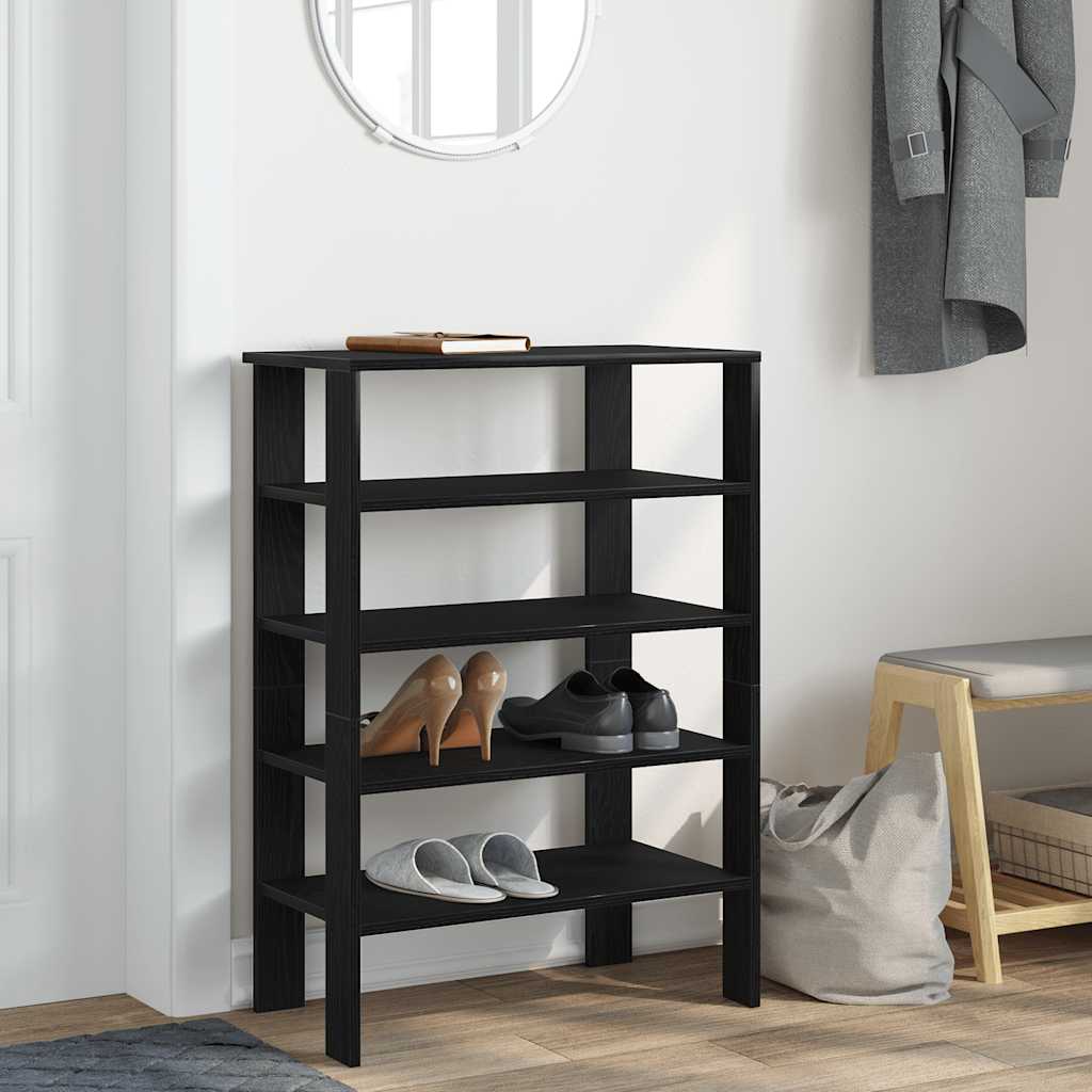 Schoenenrek 61x32x87,5 cm bewerkt hout zwart