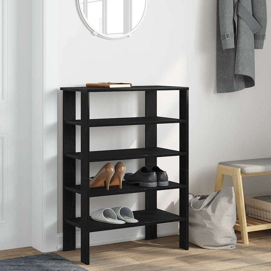 Schoenenrek 61x32x87,5 cm bewerkt hout zwart
