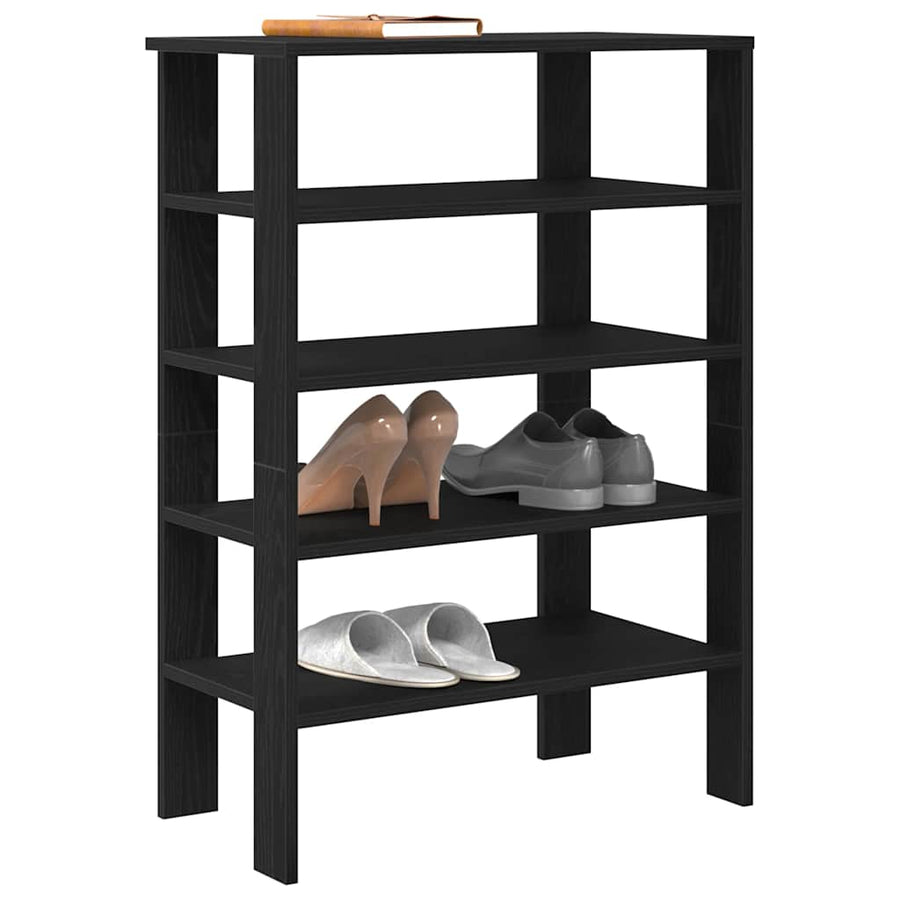 Schoenenrek 61x32x87,5 cm bewerkt hout zwart