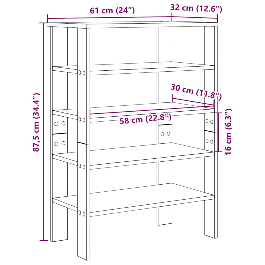 Schoenenrek 61x32x87,5 cm bewerkt hout betongrijs
