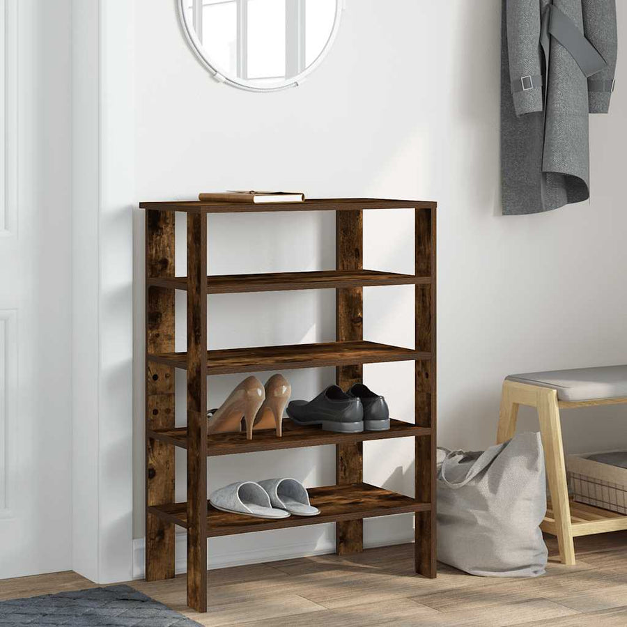 Schoenenrek 61x32x87,5 cm bewerkt hout gerookt eikenkleurig