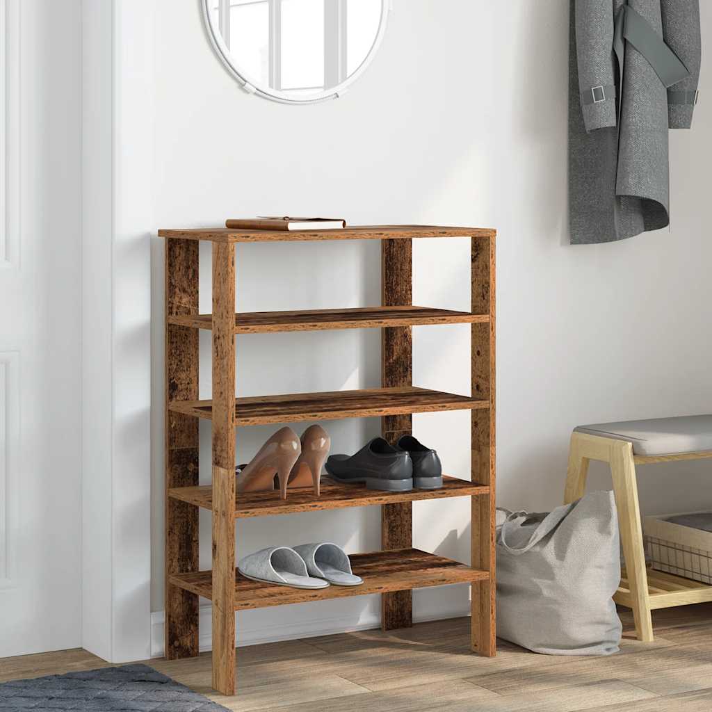 Schoenenrek 61x32x87,5 cm bewerkt hout oud houtkleurig