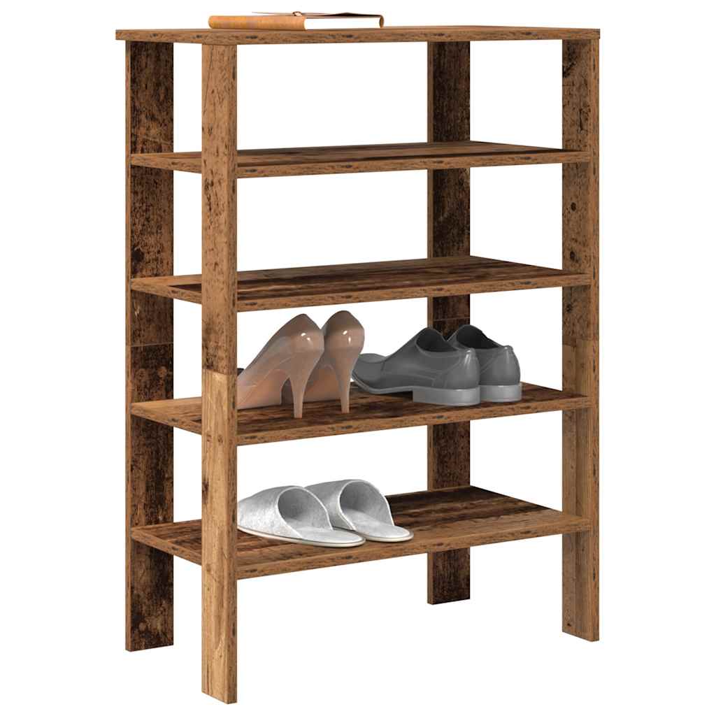 Schoenenrek 61x32x87,5 cm bewerkt hout oud houtkleurig