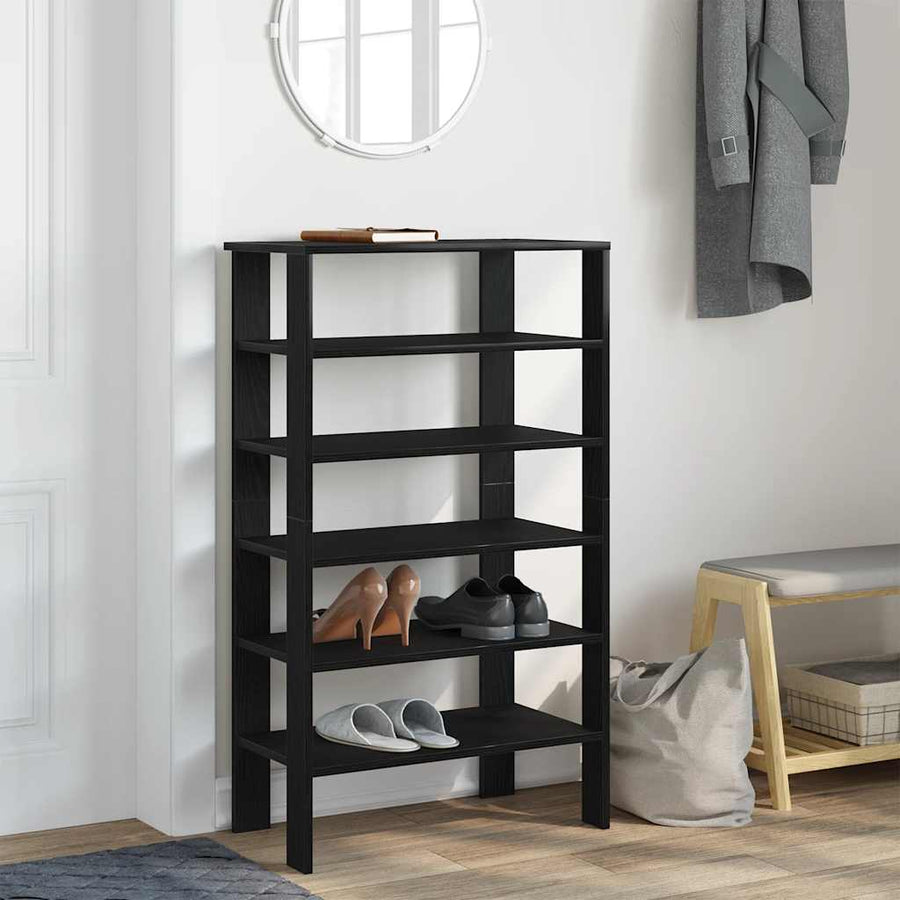 Schoenenrek 61x32x105 cm bewerkt hout zwart