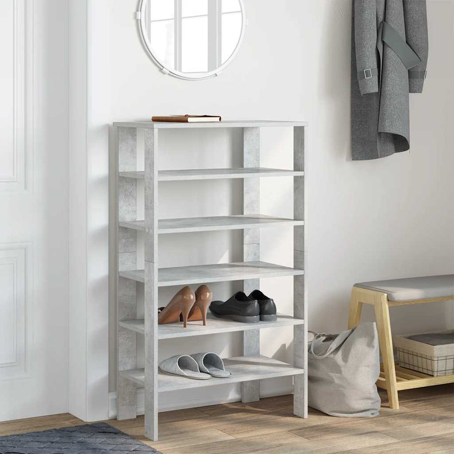 Schoenenrek 61x32x105 cm bewerkt hout betongrijs