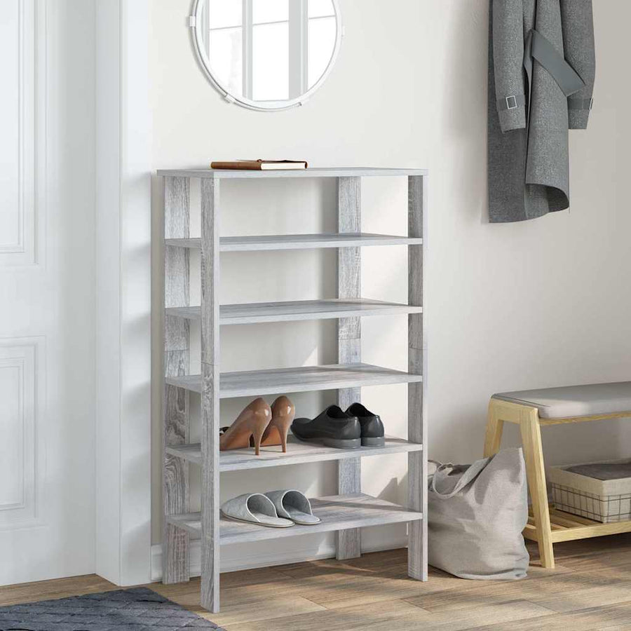 Schoenenrek 61x32x105 cm bewerkt hout grijs sonoma eikenkleurig