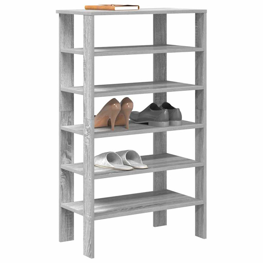 Schoenenrek 61x32x105 cm bewerkt hout grijs sonoma eikenkleurig
