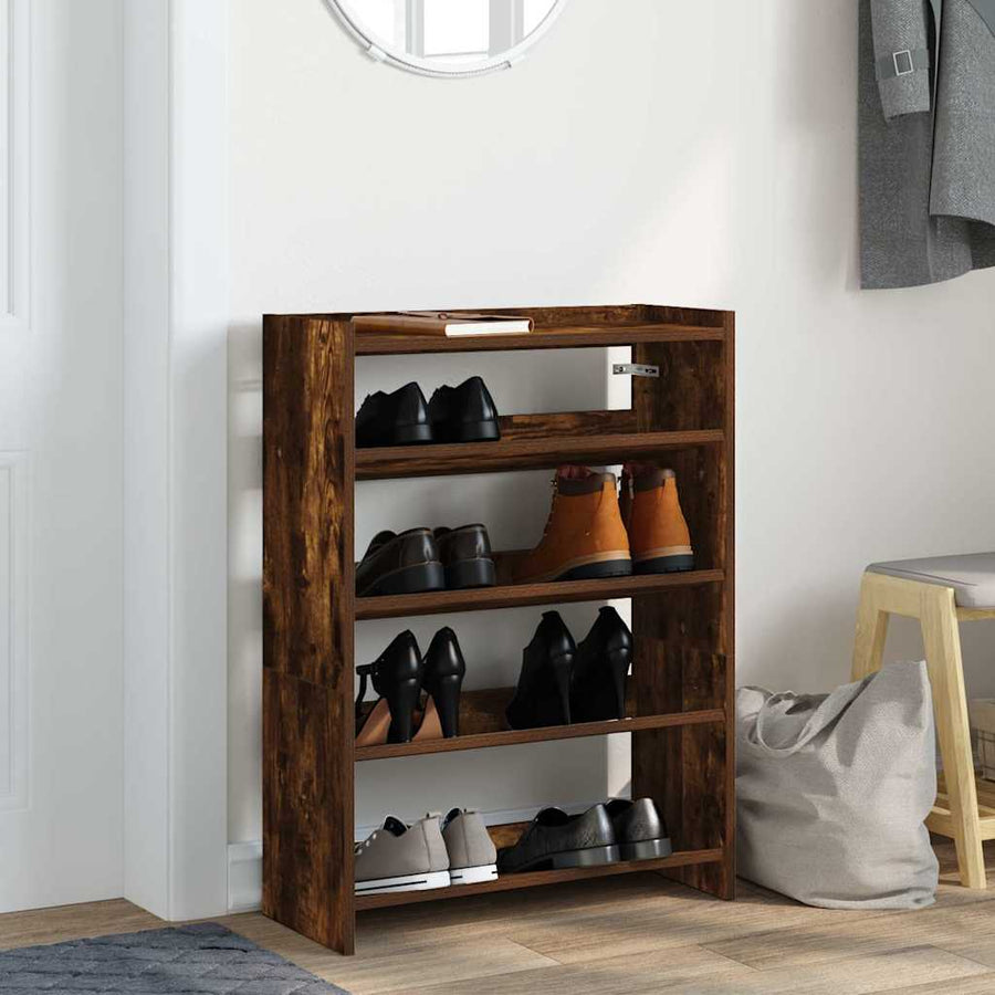 Schoenenrek 80x25x61,5 cm bewerkt hout gerookt eikenkleurig
