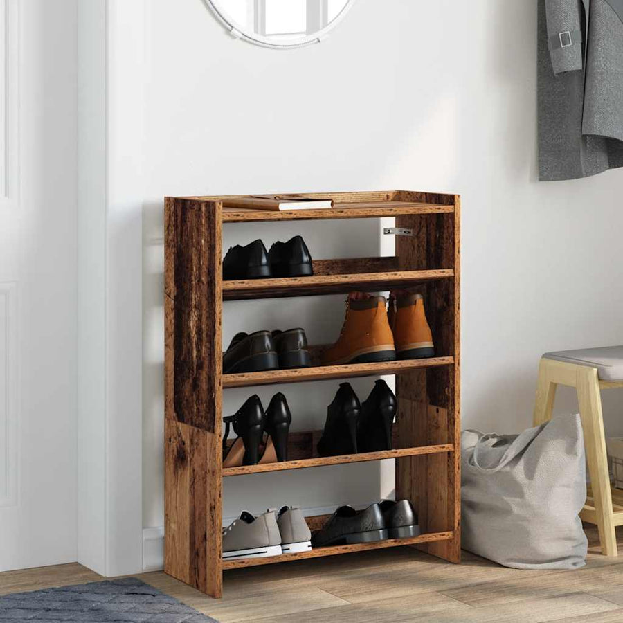 Schoenenrek 80x25x61,5 cm bewerkt hout oud houtkleurig