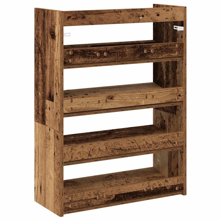 Schoenenrek 80x25x61,5 cm bewerkt hout oud houtkleurig