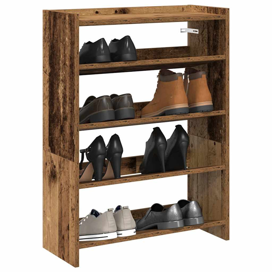 Schoenenrek 80x25x61,5 cm bewerkt hout oud houtkleurig