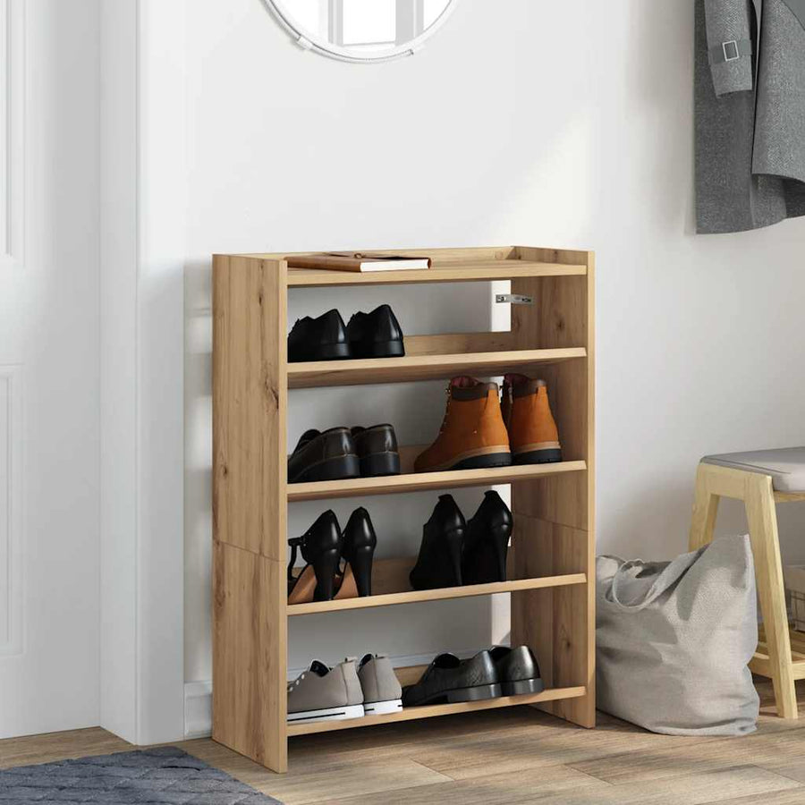 Schoenenrek 80x25x61,5 cm bewerkt hout artisanaal eikenkleur