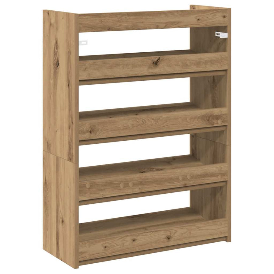 Schoenenrek 80x25x61,5 cm bewerkt hout artisanaal eikenkleur