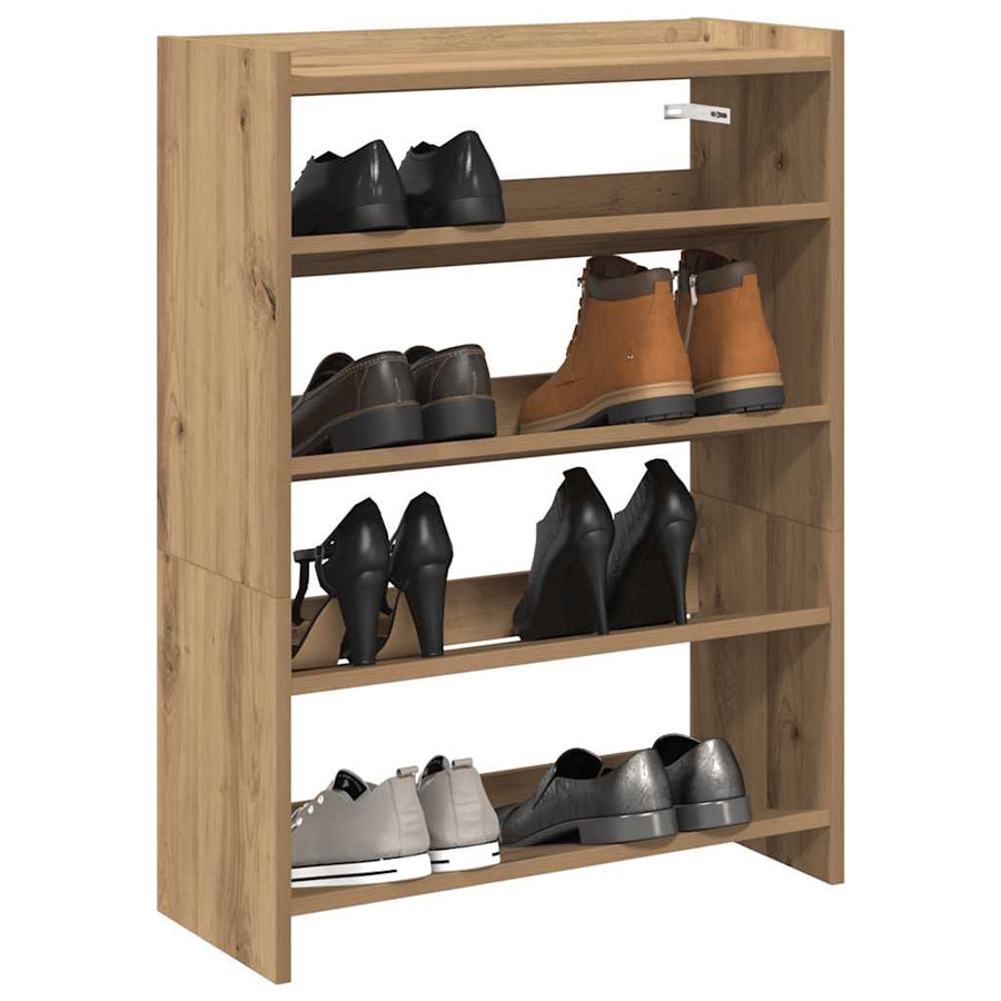 Schoenenrek 80x25x61,5 cm bewerkt hout artisanaal eikenkleur