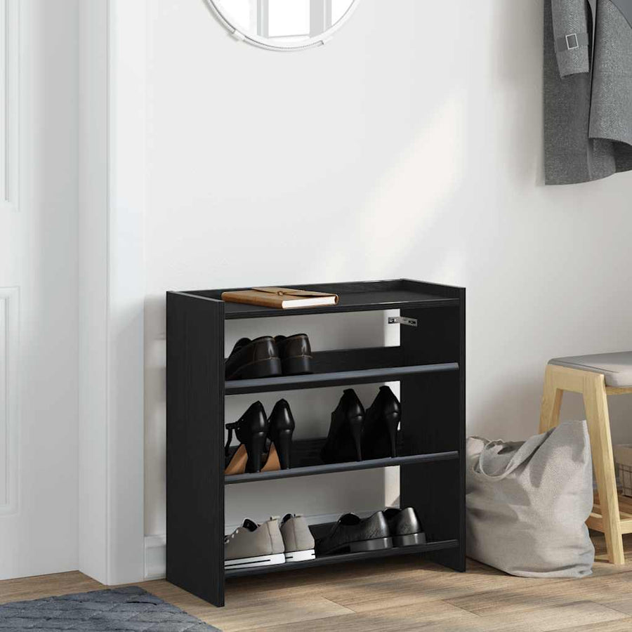 Schoenenrek 60x25x62 cm bewerkt hout zwart