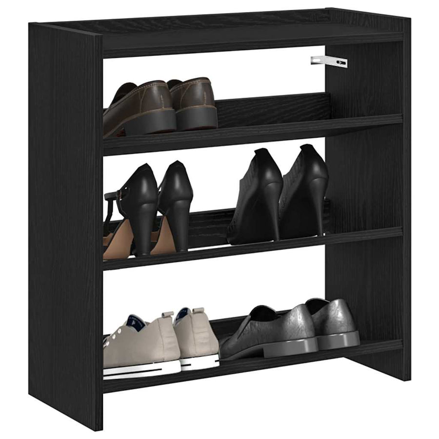 Schoenenrek 60x25x62 cm bewerkt hout zwart