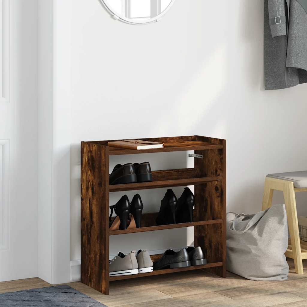 Schoenenrek 60x25x62 cm bewerkt hout gerookt eikenkleurig