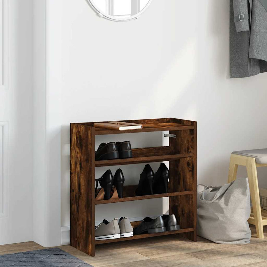 Schoenenrek 60x25x62 cm bewerkt hout gerookt eikenkleurig