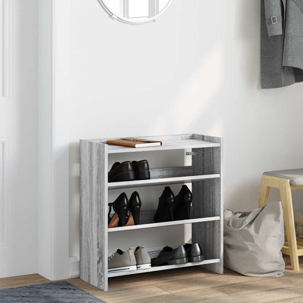 Schoenenrek 60x25x62 cm bewerkt hout grijs sonoma eikenkleurig