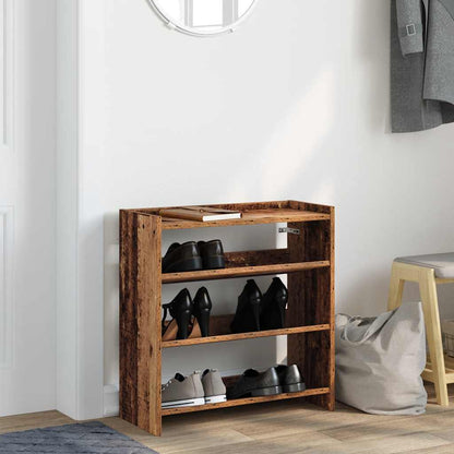 Schoenenrek 60x25x62 cm bewerkt hout oud houtkleurig