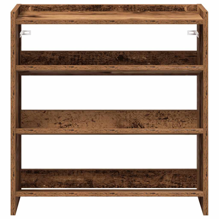 Schoenenrek 60x25x62 cm bewerkt hout oud houtkleurig