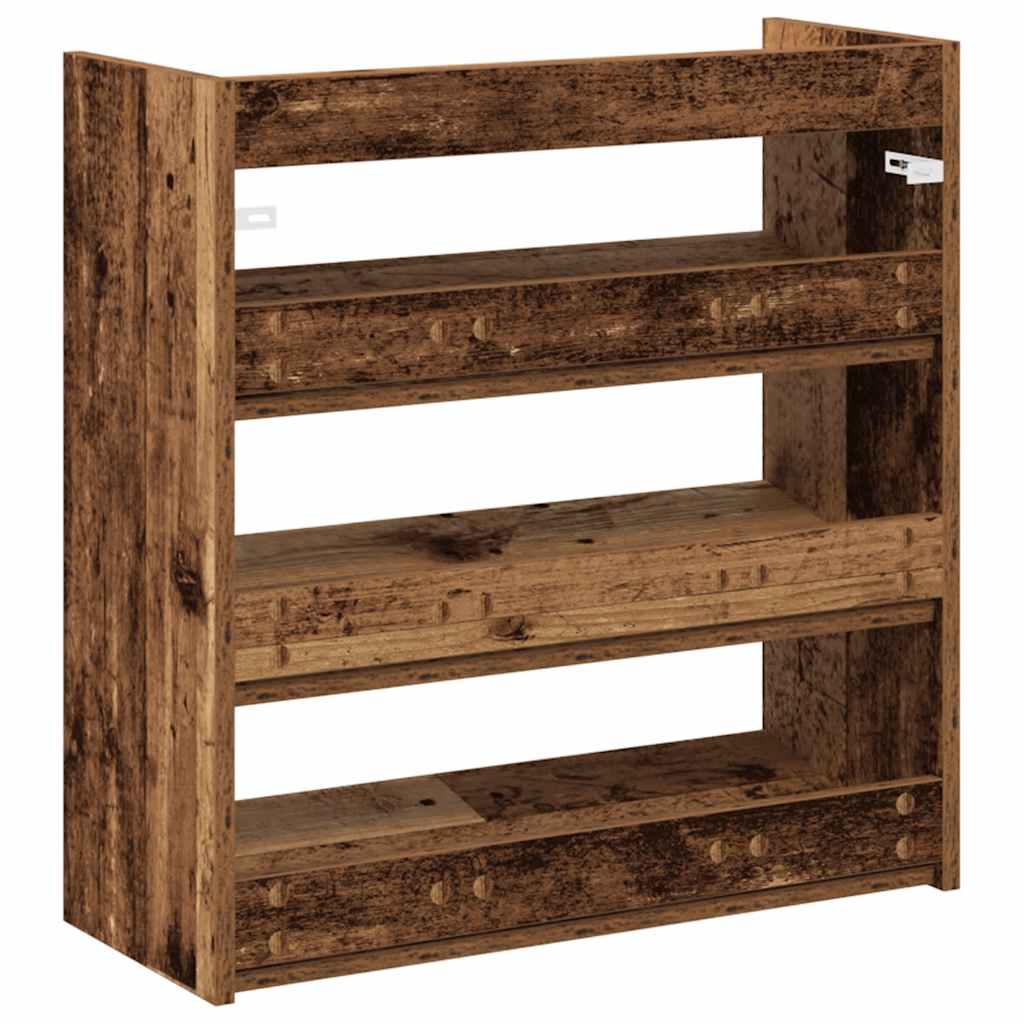 Schoenenrek 60x25x62 cm bewerkt hout oud houtkleurig