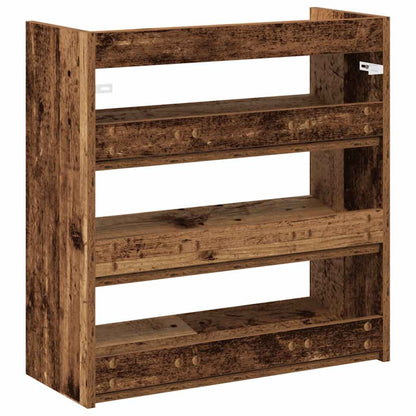 Schoenenrek 60x25x62 cm bewerkt hout oud houtkleurig