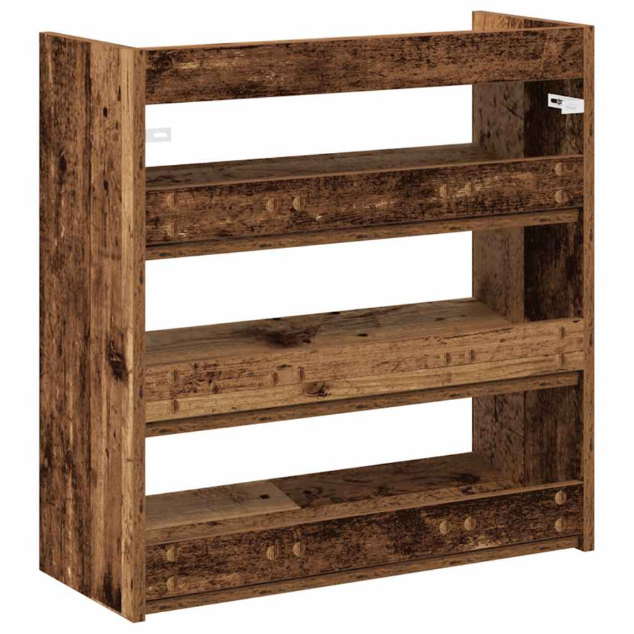 Schoenenrek 60x25x62 cm bewerkt hout oud houtkleurig