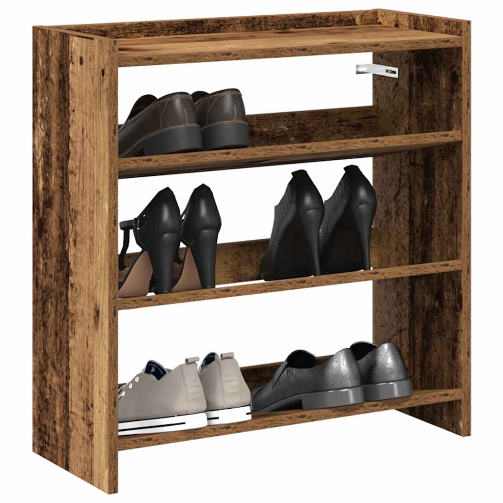 Schoenenrek 60x25x62 cm bewerkt hout oud houtkleurig