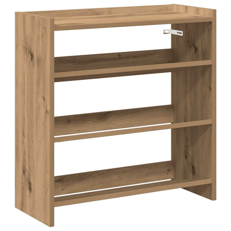 Schoenenrek 60x25x62 cm bewerkt hout artisanaal eikenkleur