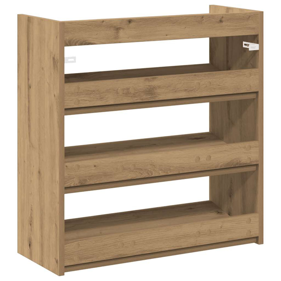 Schoenenrek 60x25x62 cm bewerkt hout artisanaal eikenkleur