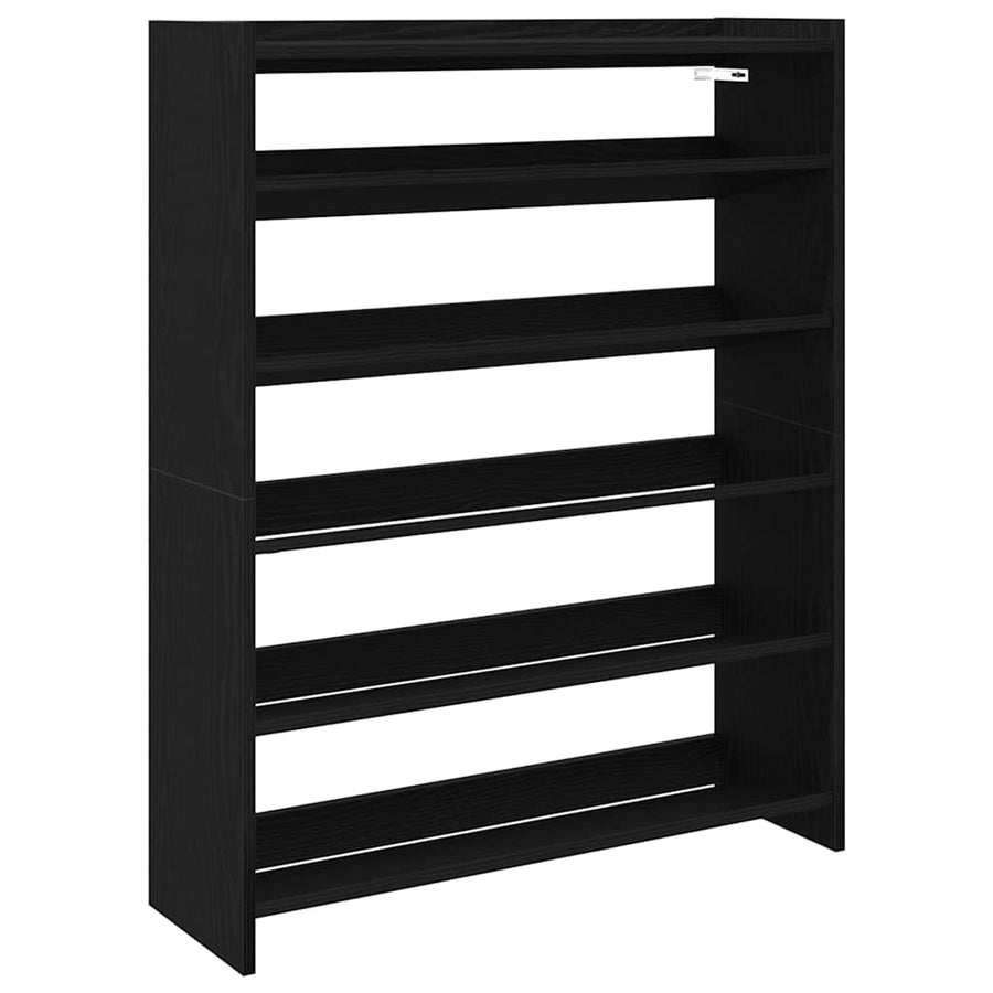 Schoenenrek 80x25x100 cm bewerkt hout zwart